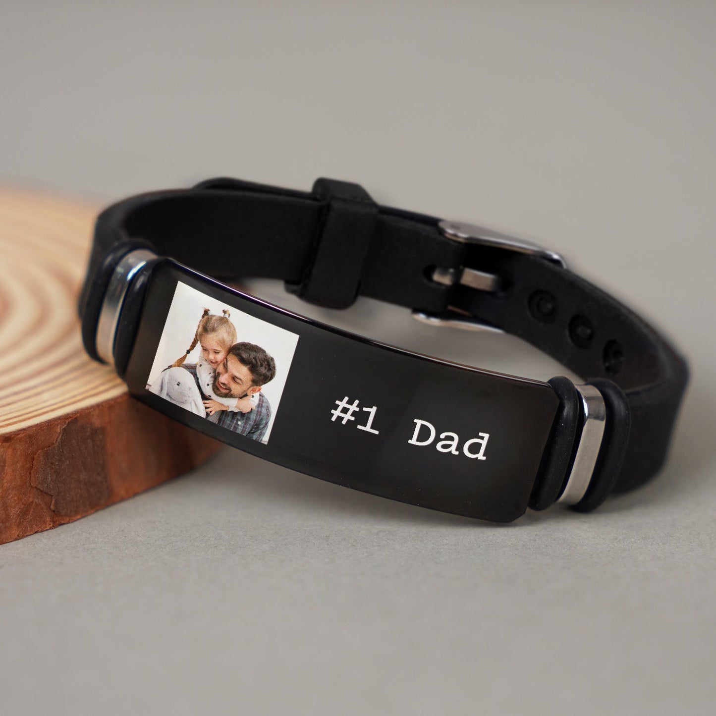 Custom Photo Bracelet for Dad: "This Daddy Is Loved By [Name]" Gift