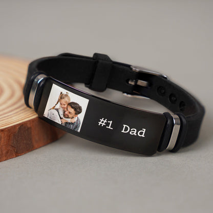 Custom Photo Bracelet for Dad: "This Daddy Is Loved By [Name]" Gift