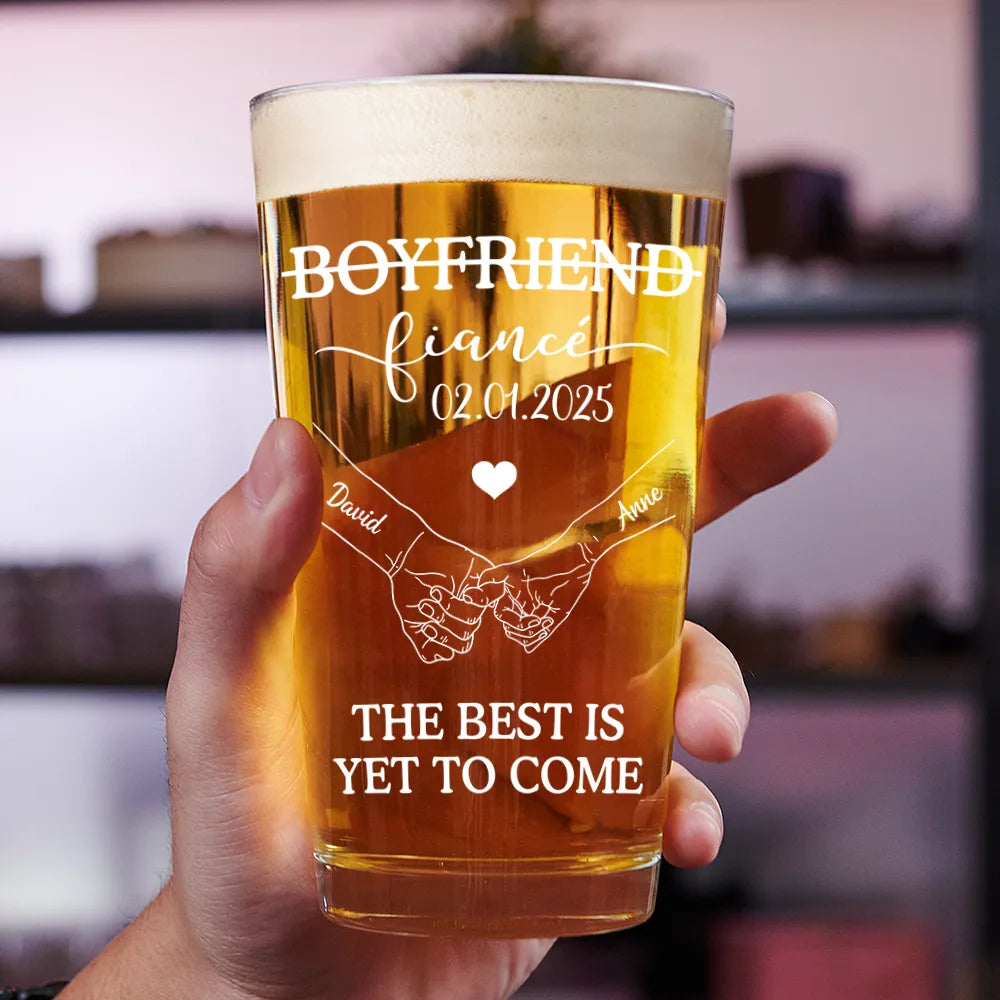 Engagement Gift for Couple - Personalized Custom Combo Wine & Beer Glass
