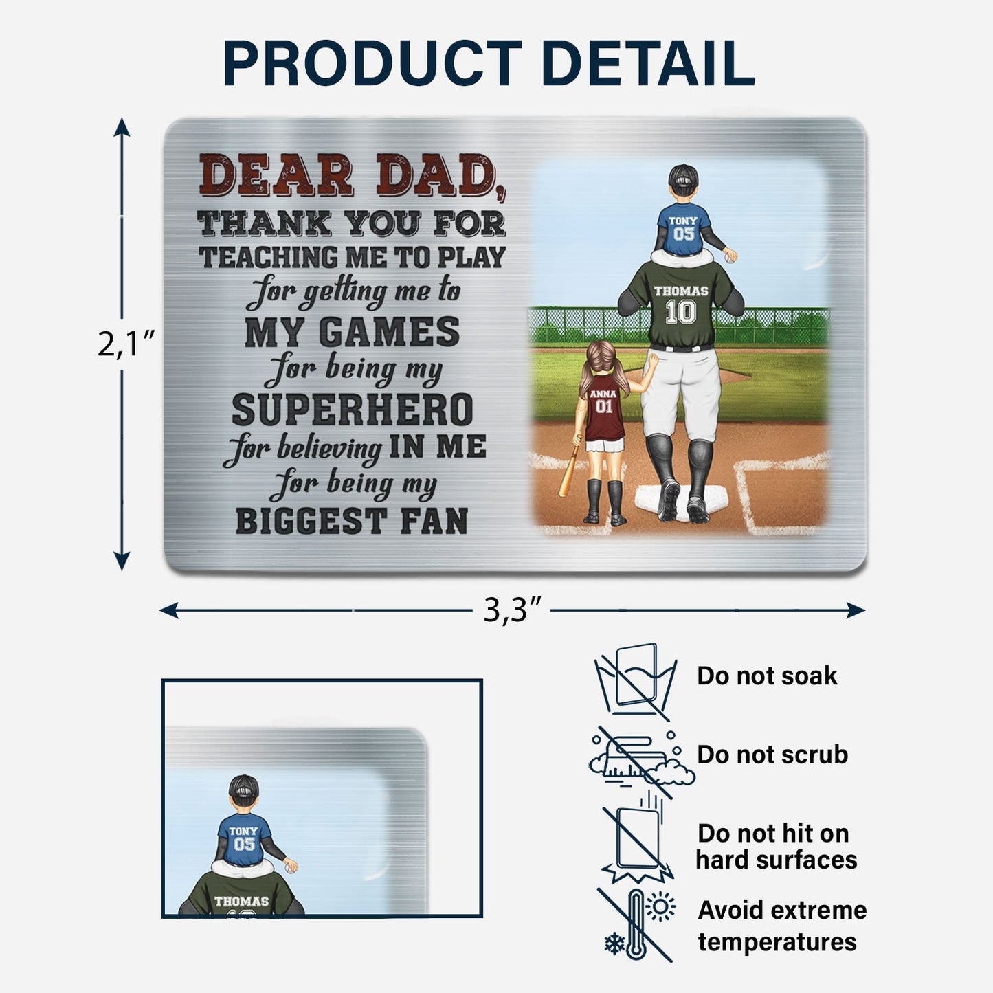 Personalized "My Superhero & Biggest Fan" Dad Wallet Card