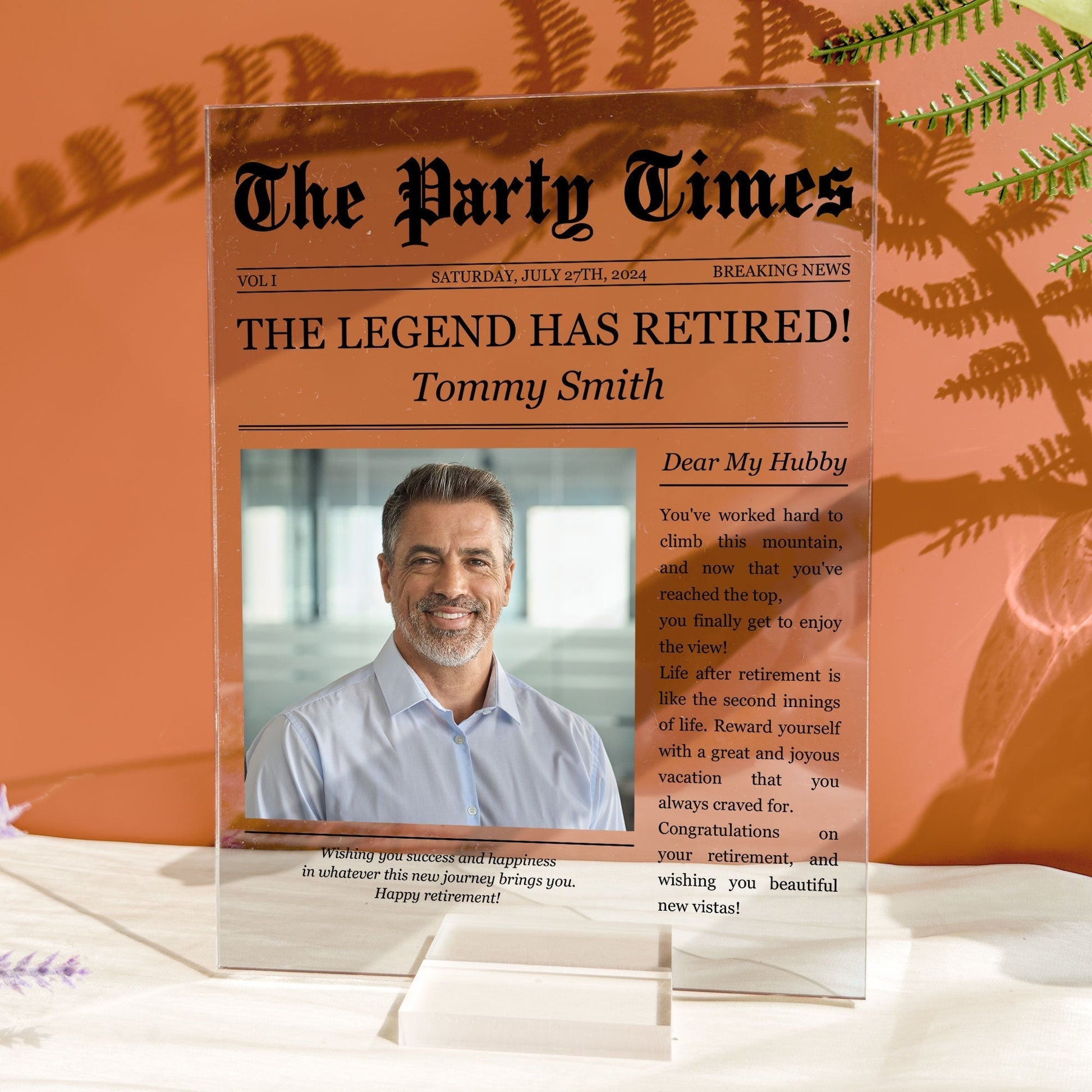 “Happy Retirement” - The Party Times Personalized Acrylic Photo Plaque