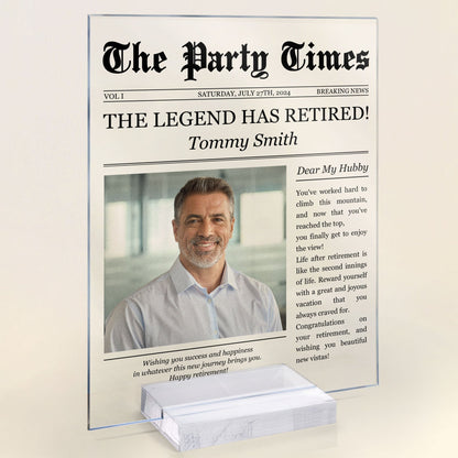 “Happy Retirement” - The Party Times Personalized Acrylic Photo Plaque