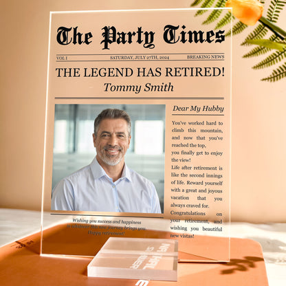 “Happy Retirement” - The Party Times Personalized Acrylic Photo Plaque