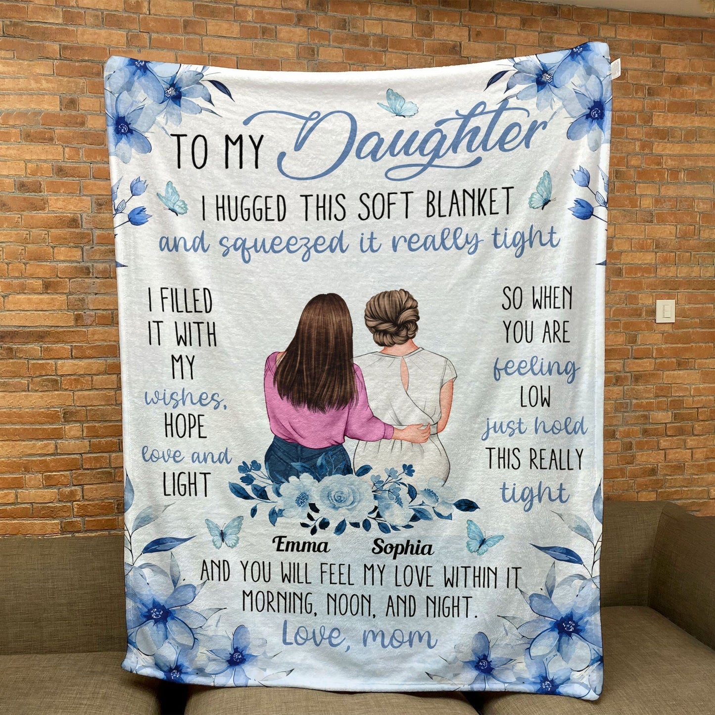 Custom To My Daughter Blanket | 'I Hugged This Soft Blanket' Love Gift from Mom