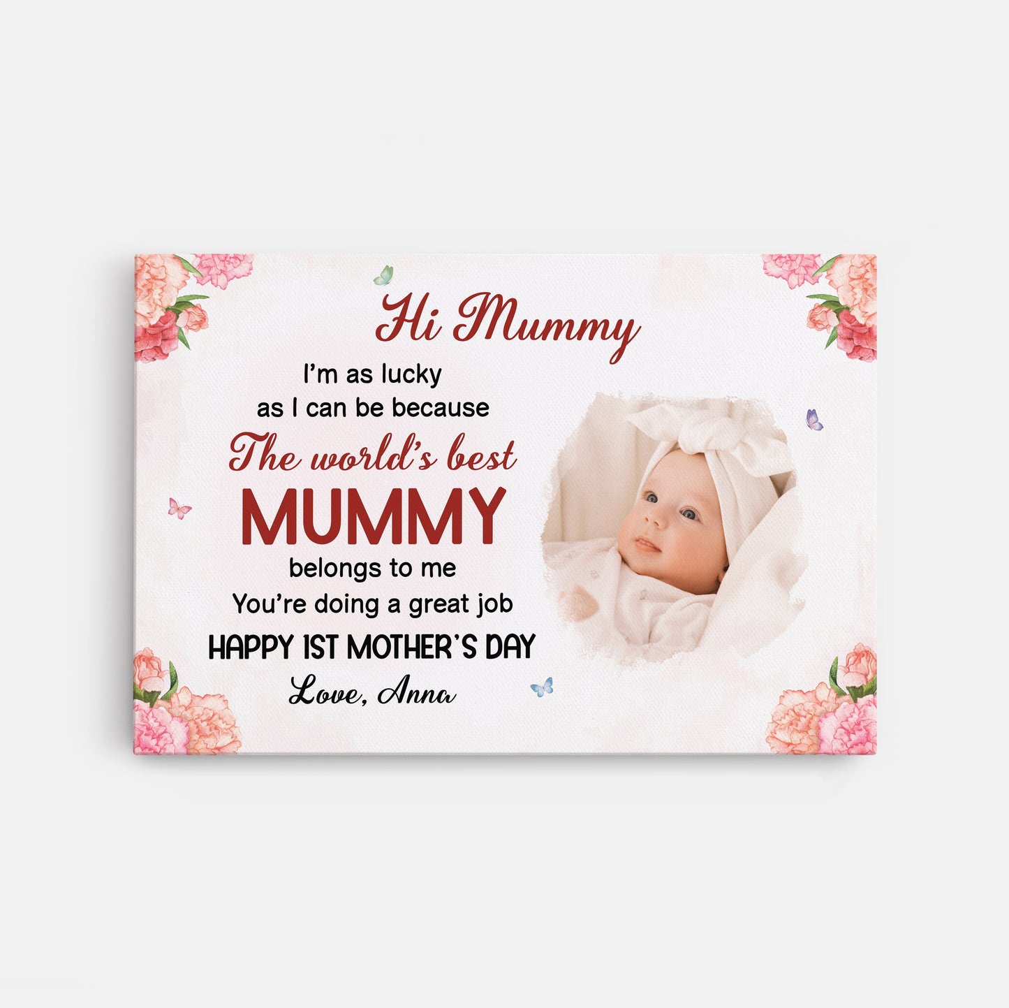 Personalized Happy 1st Mother’s Day Canvas / Poster - Custom Photo Gift from Baby