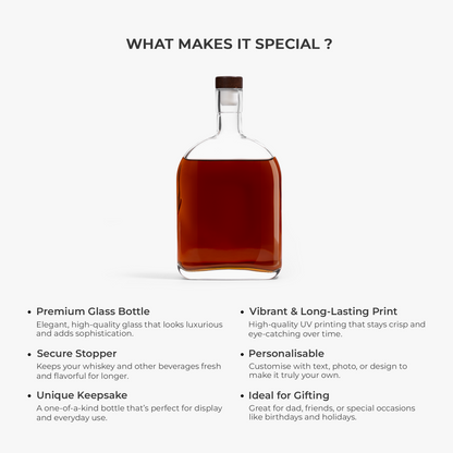 Personalized Whiskey Bottle - Crossword Puzzle Art  - Gift for Dad, Grandpa