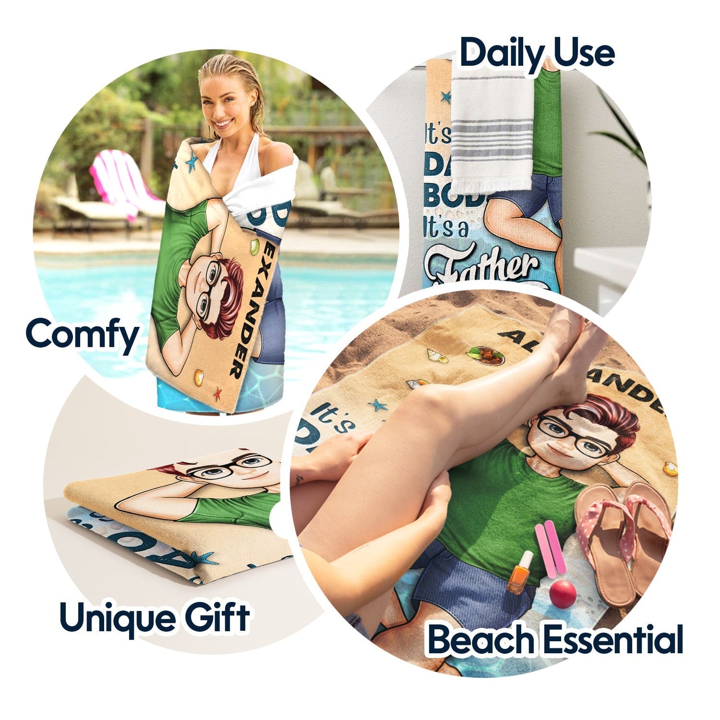 Personalized "Not A Dad Bod" Beach Towel - Father Figure Gift for Dad