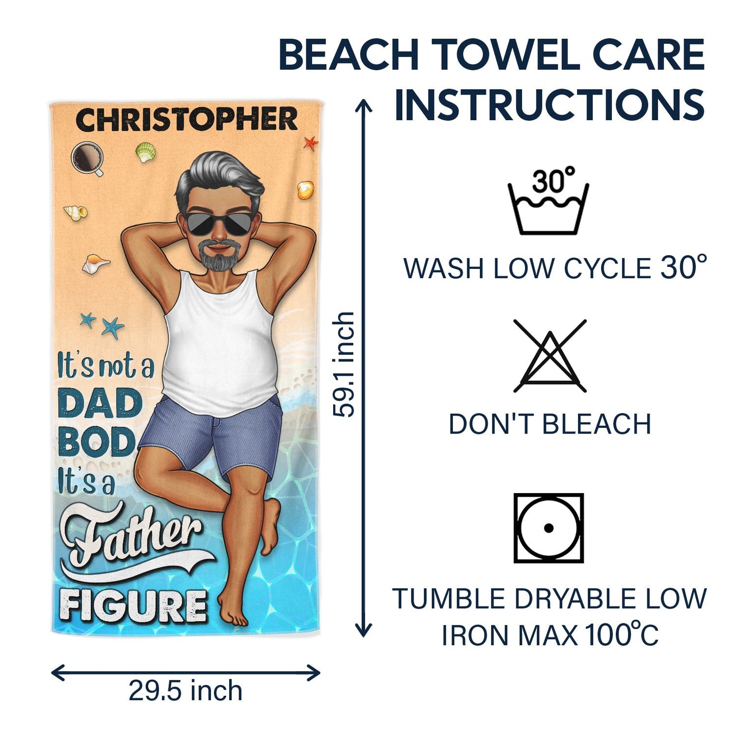 Personalized "Not A Dad Bod" Beach Towel - Father Figure Gift for Dad