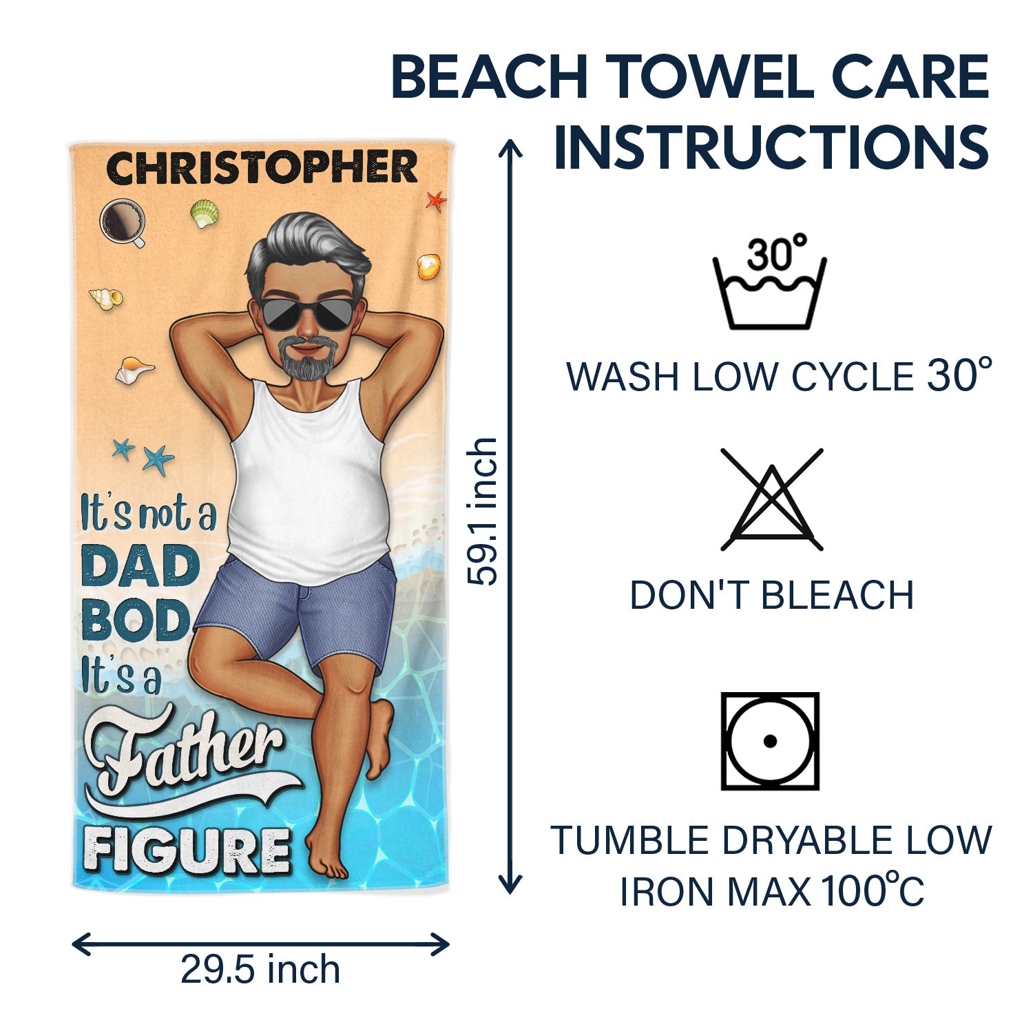 Personalized "Not A Dad Bod" Beach Towel - Father Figure Gift for Dad
