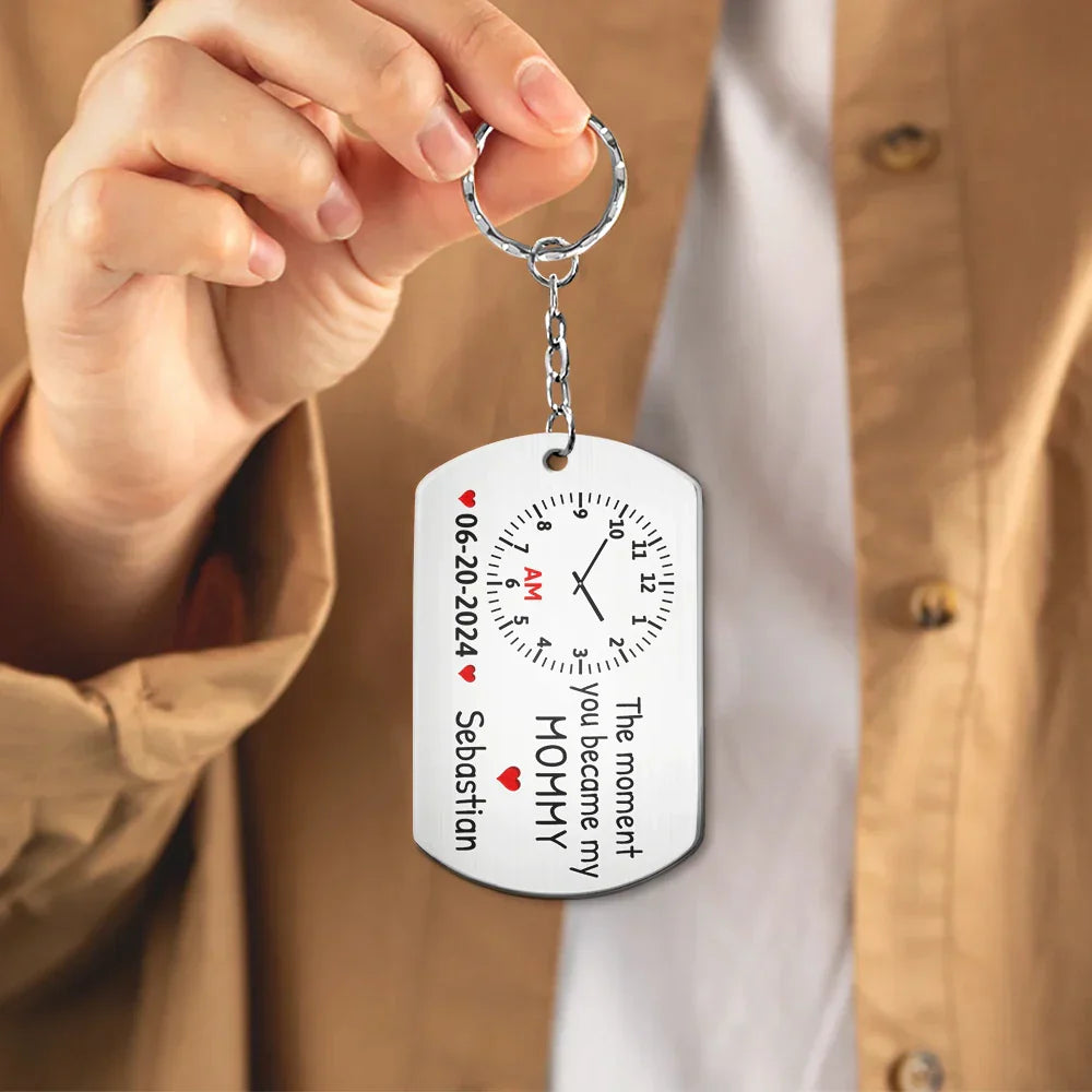 Custom Photo The Moment You Became My Mommy - Personalized Keychain