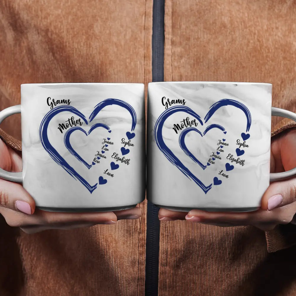 Gift For Grandma, Gift For Mother - Mom Grandma Sweethearts - Personalized Marble Mug
