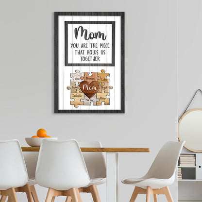 Personalized Mom Puzzle Canvas Art - "You're The Piece That Holds Us Together"