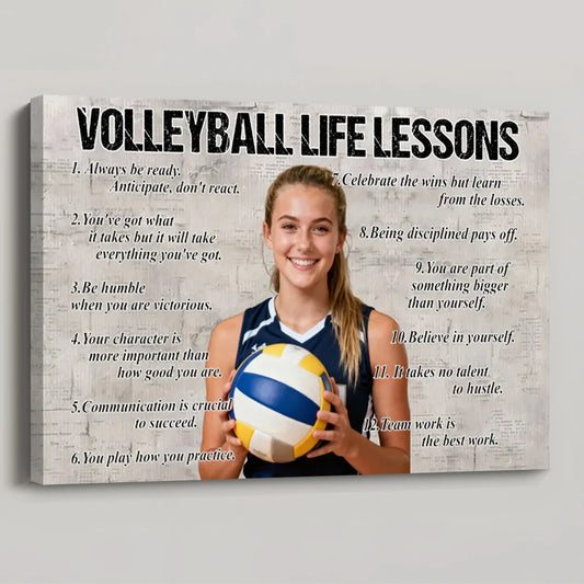 Personalized Volleyball Poster / Canvas - “Life Lessons” Custom Photo Print for Volleyball Lovers