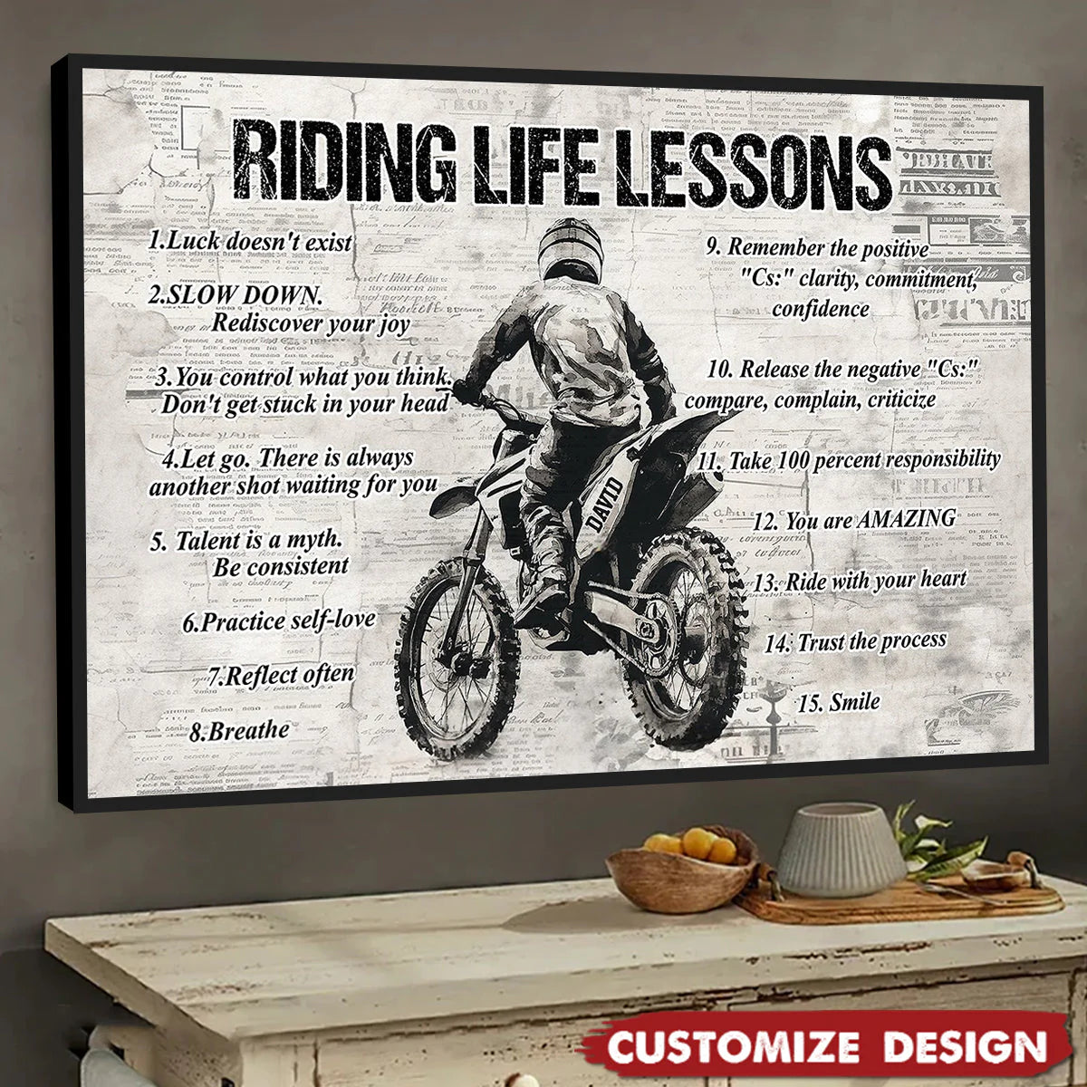 Personalized Riding Life Lessons Poster / Canvas - Gift for Bikers & Motorcycle Lovers