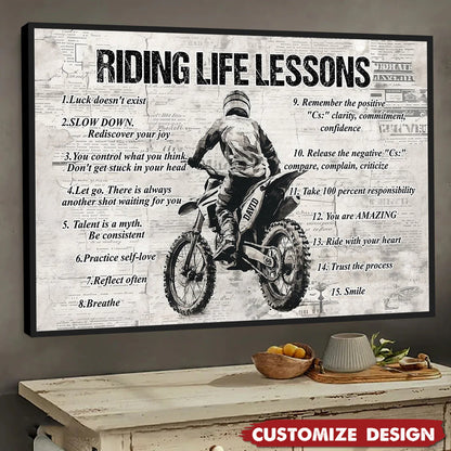 Personalized Riding Life Lessons Poster / Canvas - Gift for Bikers & Motorcycle Lovers