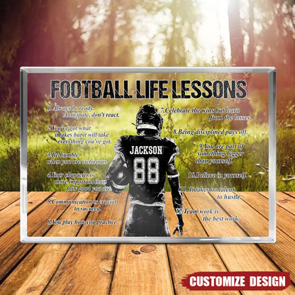 Personalized American Football Life Lessons Acrylic Plaque - Gift For American Football Lovers