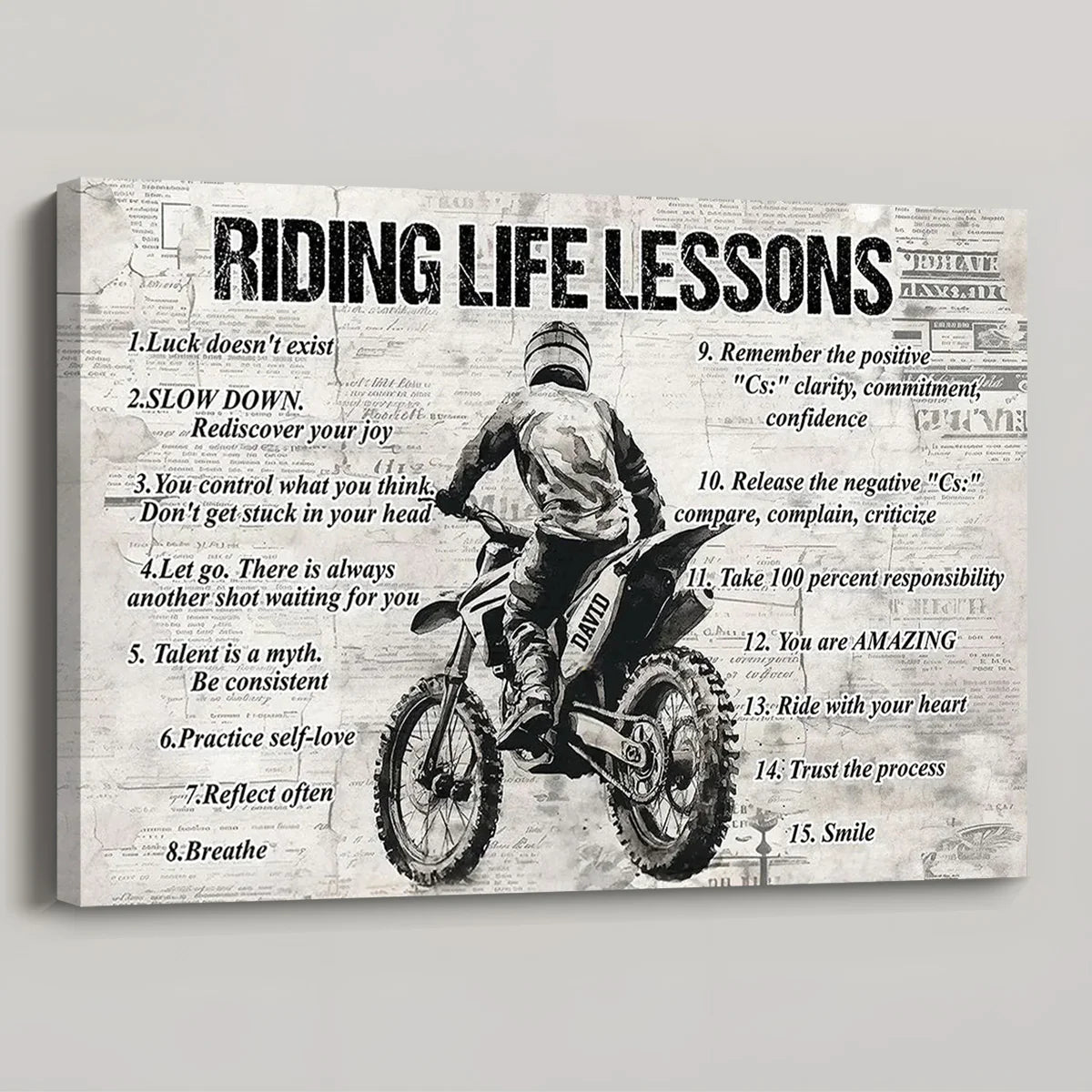 Personalized Riding Life Lessons Poster / Canvas - Gift for Bikers & Motorcycle Lovers