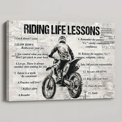 Personalized Riding Life Lessons Poster / Canvas - Gift for Bikers & Motorcycle Lovers