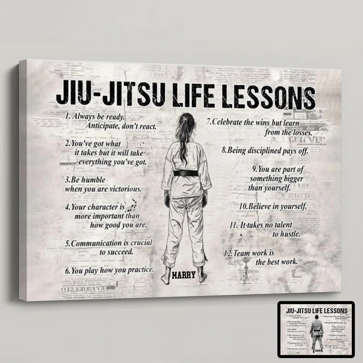 Personalized Jiu-Jitsu Life Lessons Poster / Canvas - Custom Gift For Jiu-Jitsu Lovers