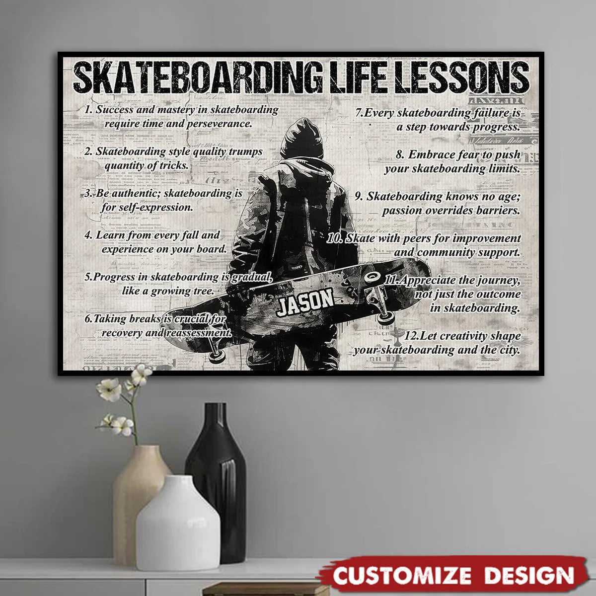 Personalized Skateboarding Life Lessons Poster / Canvas - Gift For Skateboarding Lovers