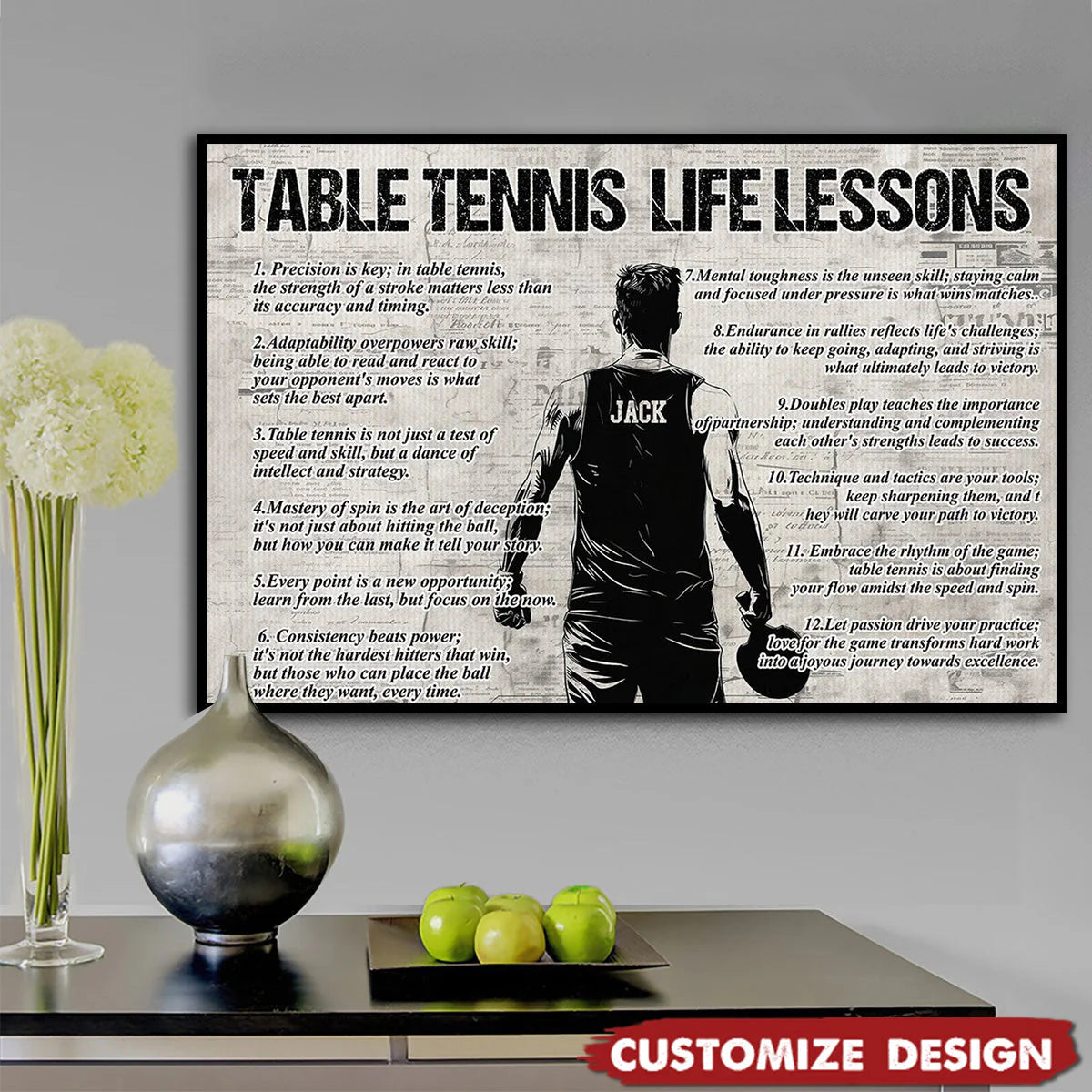 Personalized Table Tennis Life Lessons Poster / Canvas - Gift For Table Tennis Lovers