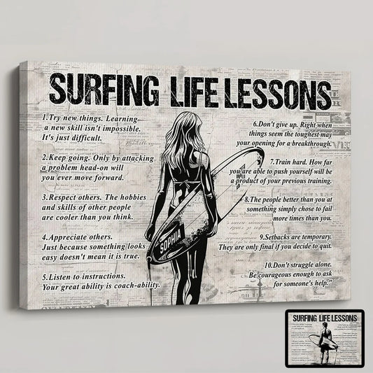 Personalized Surfing Life Lessons Poster / Canvas - Gift For Surfing Lovers