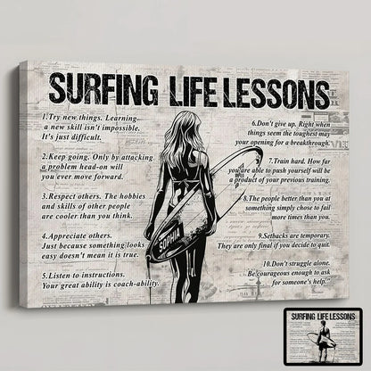 Personalized Surfing Life Lessons Poster / Canvas - Gift For Surfing Lovers