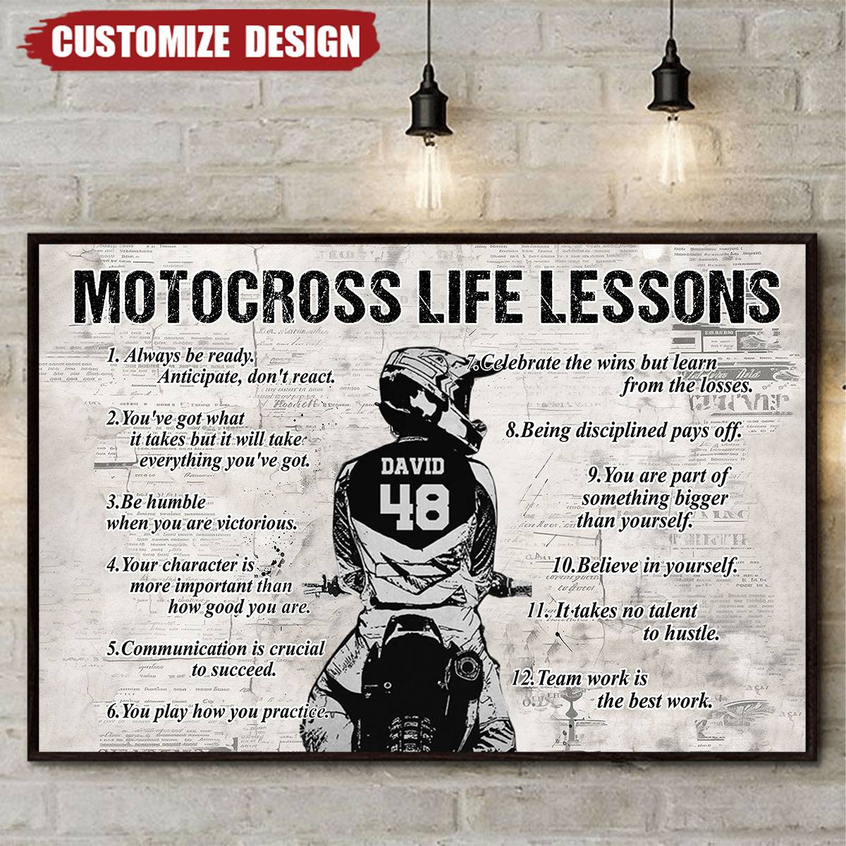 Motocross Life Lessons Poster / Canvas - Personalized Custom Name Gift