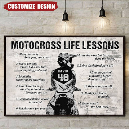 Motocross Life Lessons Poster / Canvas - Personalized Custom Name Gift