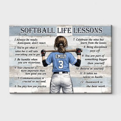 Personalized Baseball & Softball Life Lessons Poster / Canvas - Gift for Sports Families