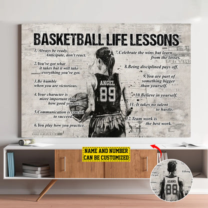 Basketball Life Lessons - Personalized Poster / Canvas (Multiple Skin Tones Available)