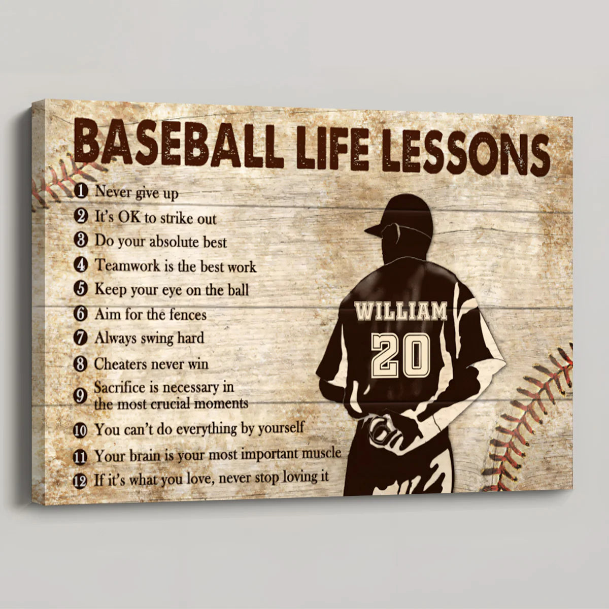 Baseball Pitcher Life Lessons - Personalized Custom canvas / Poster