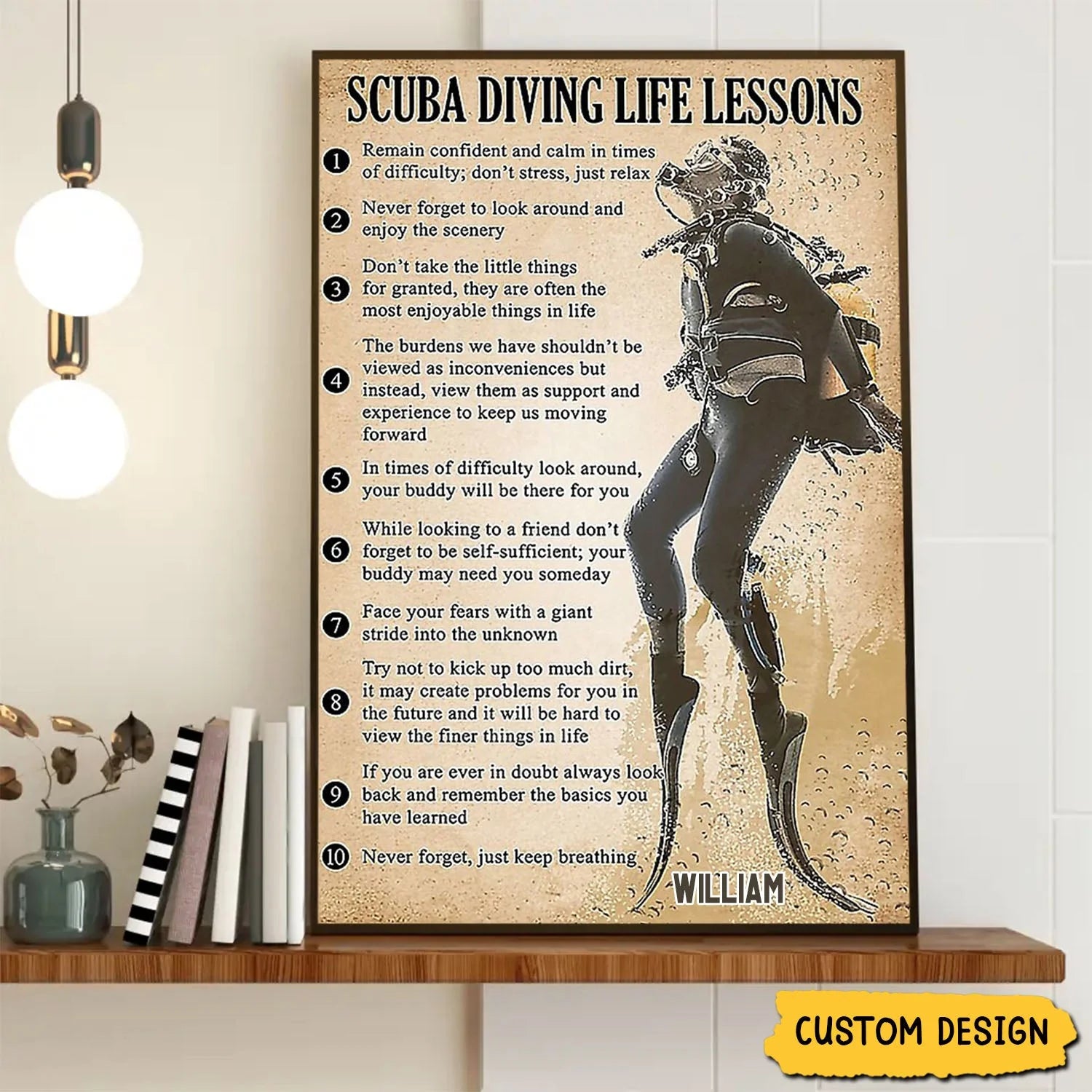 Personalized Scuba Diving Life Lessons Poster / Canvas - Custom Gift For Diving Lovers