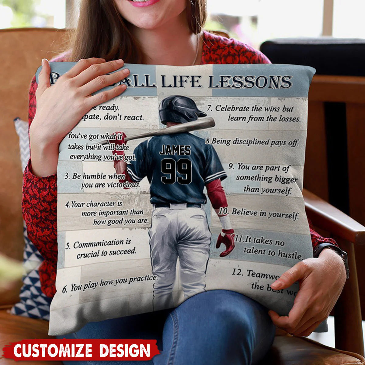 Personalized Baseball Life Lessons Pillow - Gift For Baseball Lover