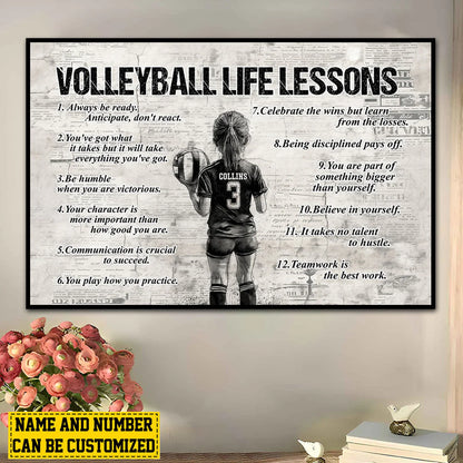 Personalized Volleyball Life Lessons Canvas / Poster - Gift for Girls & Volleyball Lovers