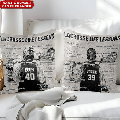 Personalized Lacrosse Life Lessons Pillow - Gift For Lacrosse Lovers