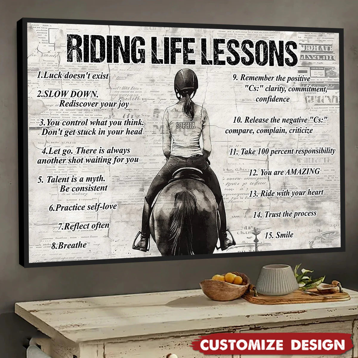 Personalized Riding Life Lessons Poster / Canvas - Gift For Horse Girl