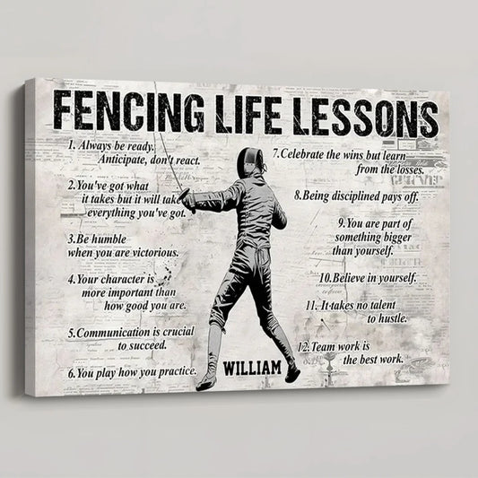 Personalized Fencing Life Lessons Poster / Canvas - Gift For Fencing Lovers