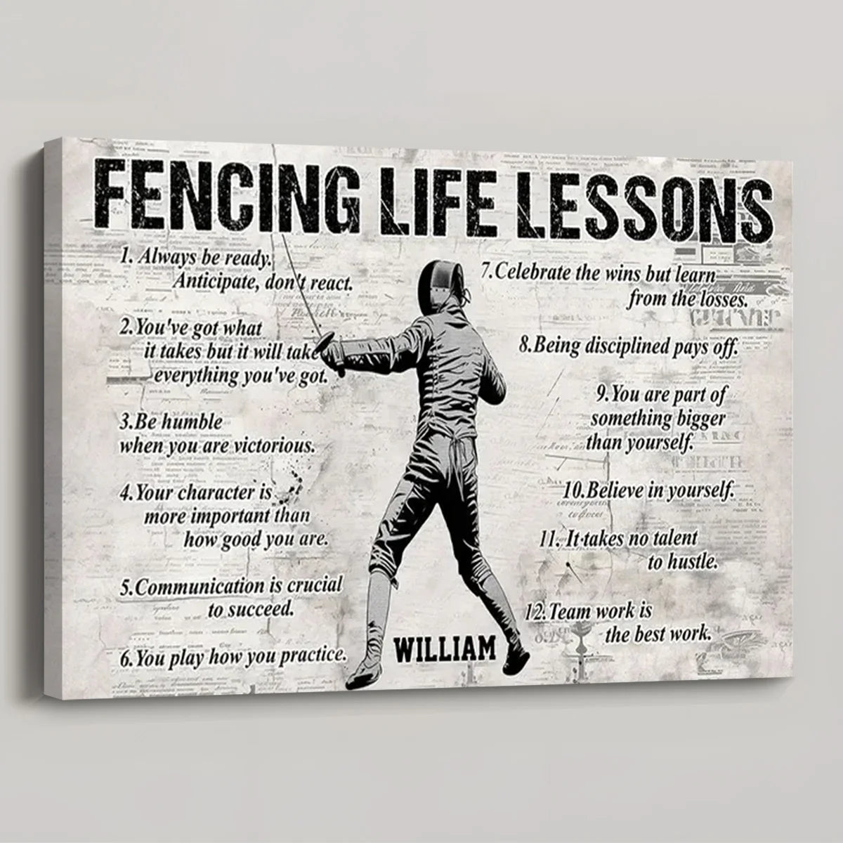 Personalized Fencing Life Lessons Poster / Canvas - Gift For Fencing Lovers
