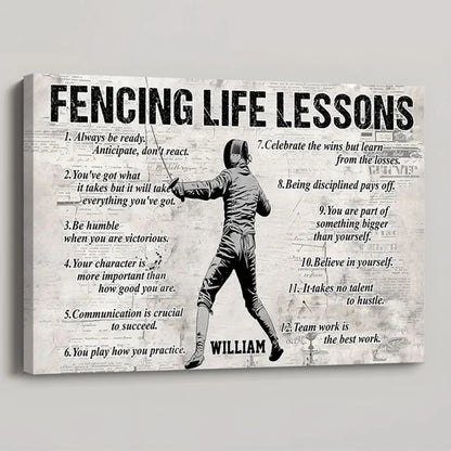 Personalized Fencing Life Lessons Poster / Canvas - Gift For Fencing Lovers