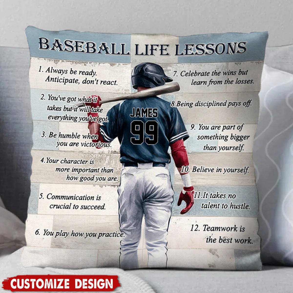 Personalized Baseball Life Lessons Pillow - Gift For Baseball Lover