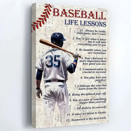 Personalized Baseball Life Lessons Poster / Canvas - Gift for Baseball Athletes Coaches & Fans