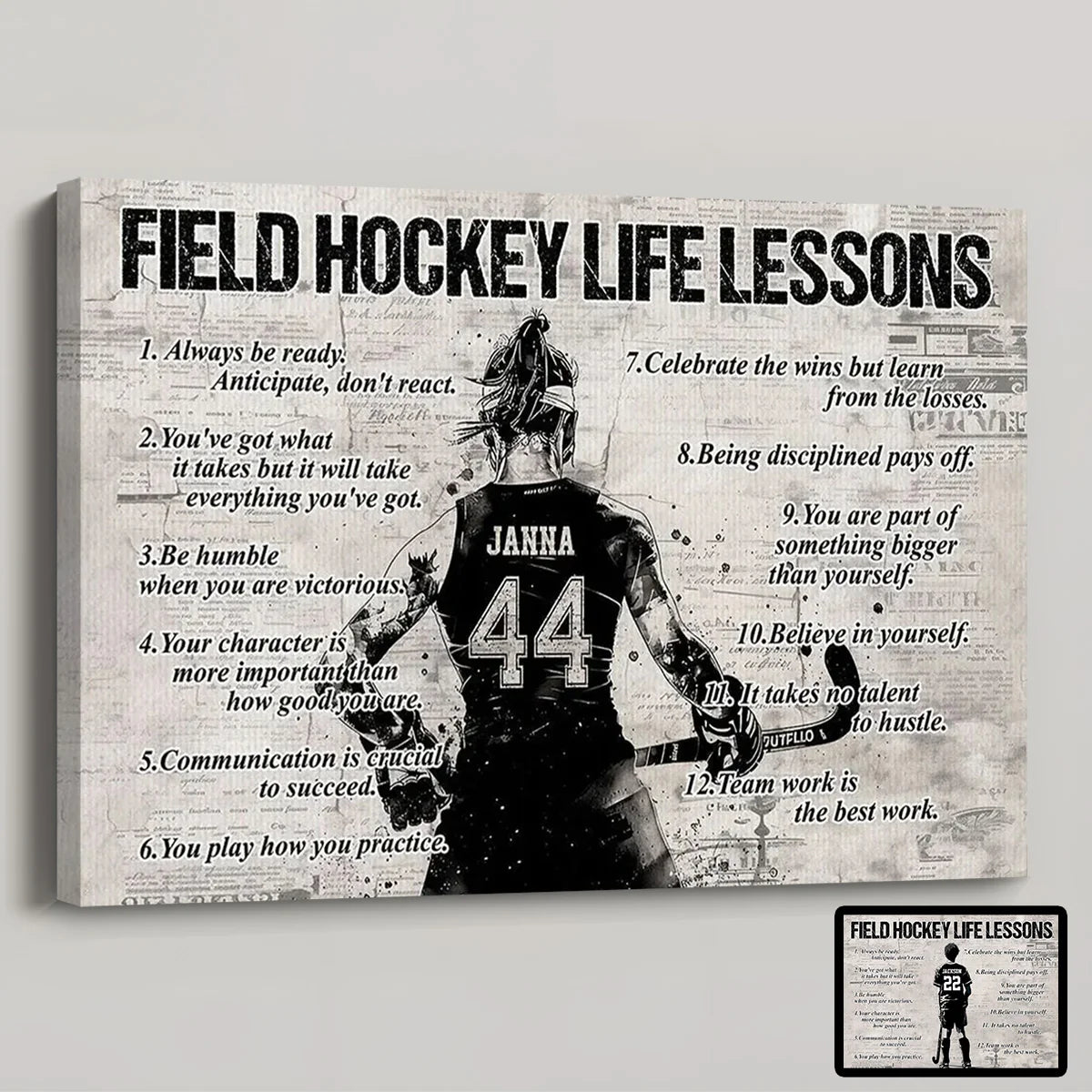 Personalized Field Hockey Life Lessons Poster / Canvas - Gift For Field Hockey Lovers