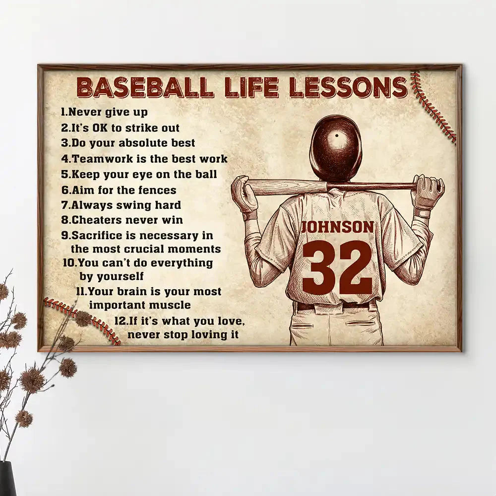 Custom Baseball Life Lessons Poster personalization view for Son/Grandson