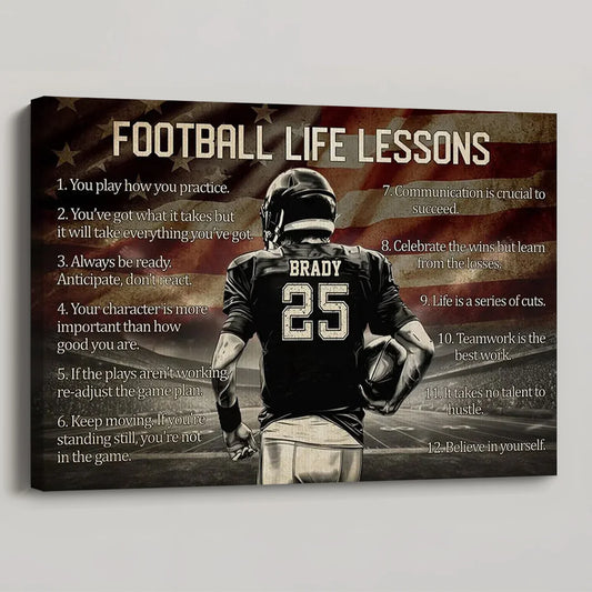 Personalized Football Life Lessons Poster / Canvas - Custom Gift For Football Lovers