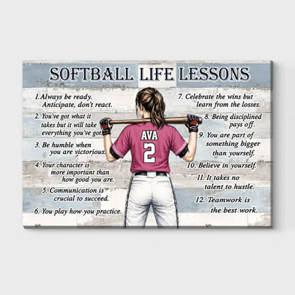 Personalized Baseball & Softball Life Lessons Poster / Canvas - Gift for Sports Families