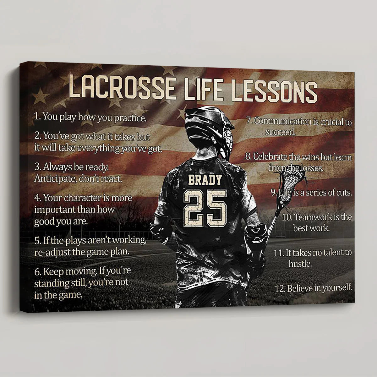 Personalized American Lacrosse Life Lessons Poster / Canvas - Gift For Lacrosse Lovers