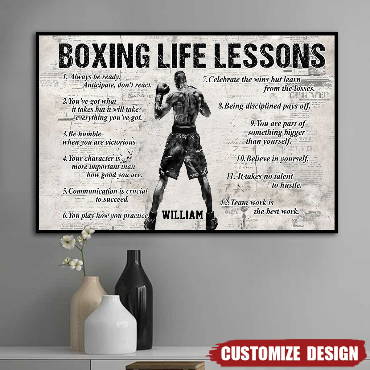 Personalized Boxing Life Lessons Poster / Canvas - Gift For Boxing Lovers