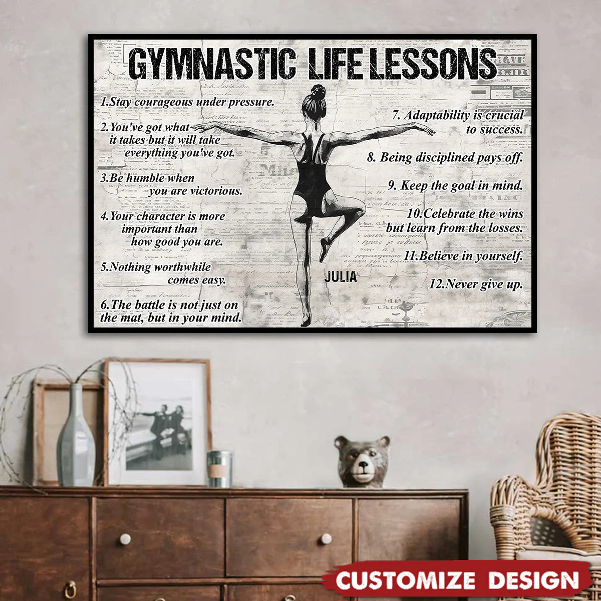 Personalized Gymnastics Life Lessons Girl Poster / Canvas - Gift for Gymnastics Lovers