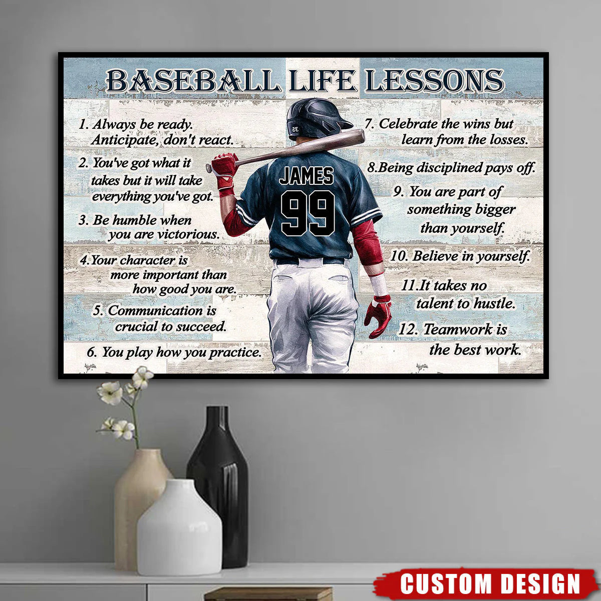 Personalized Baseball Life Lessons Poster / Canvas - Custom Gift For Baseball Lover